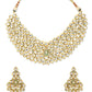 Gold-Polished Maharani Kundan Neckpiece With Earrings And Maang Tikka - Ruby Raang - Swadesiicart