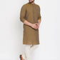 Even Apparels Brown Pure Cotton Men's Kurta With Band Collar | Swadesiicart