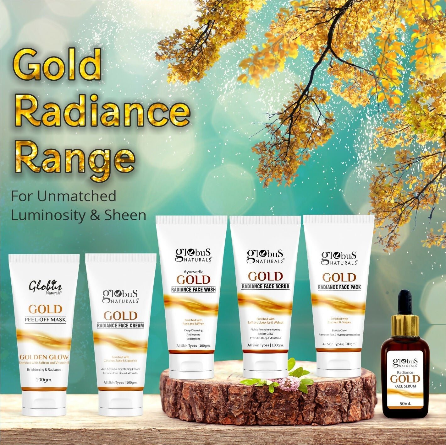 Globus Naturals Gold Radiance Anti Ageing & Brightening Face Wash | Swadesiicart