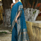 Joban Fashion Peacock Crepe Chiffon Pure Handloom Banarasi Silk Saree | Swadesiicart