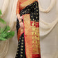 Jyoti Fashion Women's Black Banarasi Silk Zari Woven Saree with Blouse | Swadesiicart
