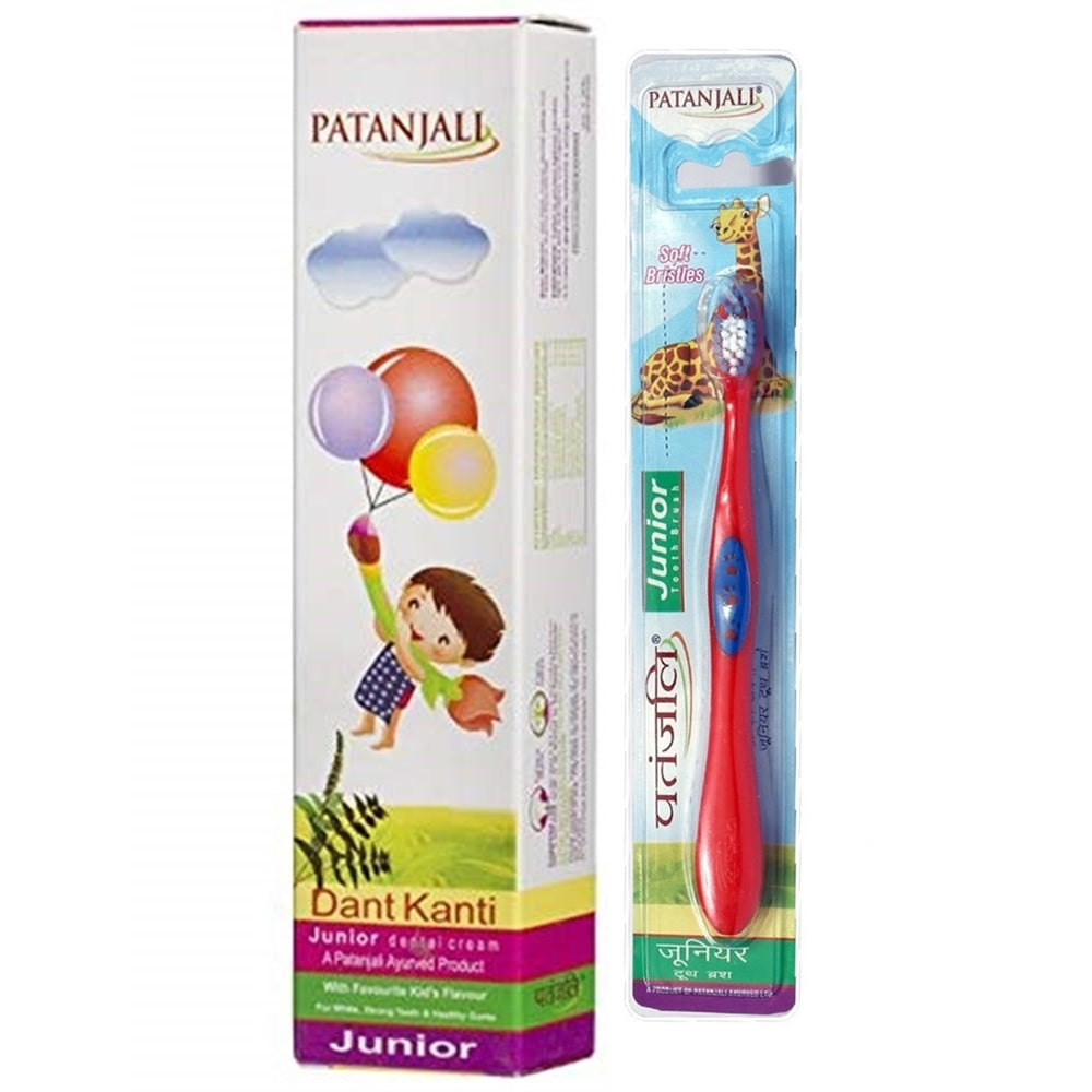 Patanjali Oral Care Combo (Dant KantiJunior Dental Cream 100GM + Junior Tooth Brush) - Swadesiicart