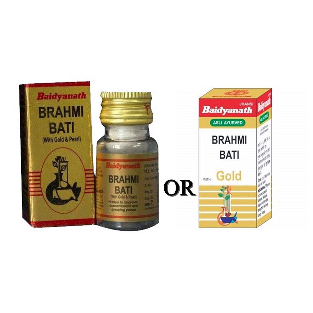 Baidyanath Jhansi Brahmi Bati with Gold | Gold-Potentiated Ayurvedic Brain Tonic for Superior Cognition - Swadesiicart