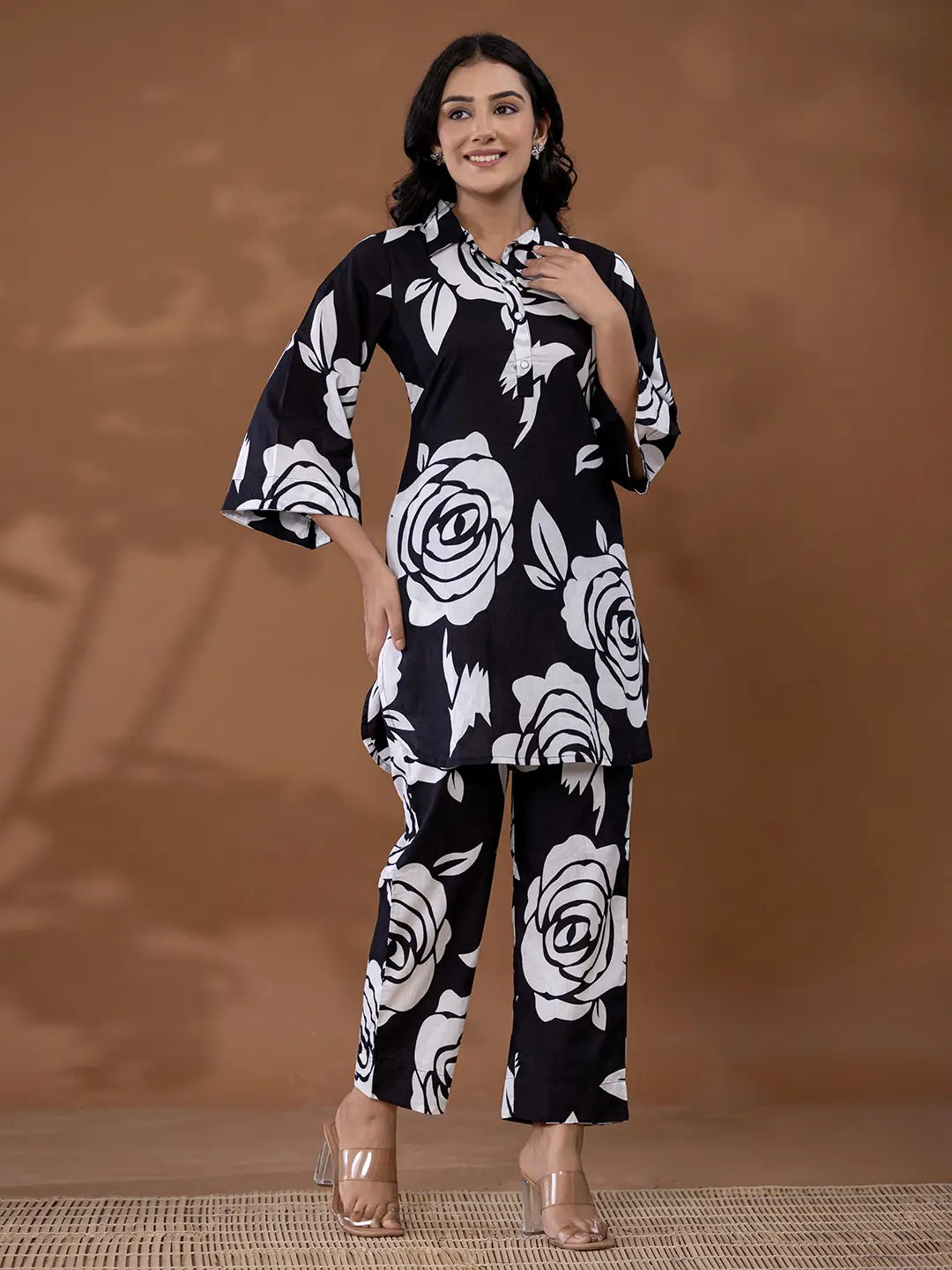 Yufta Cotton Black Printed Co-Ord Set - Swadesiicart