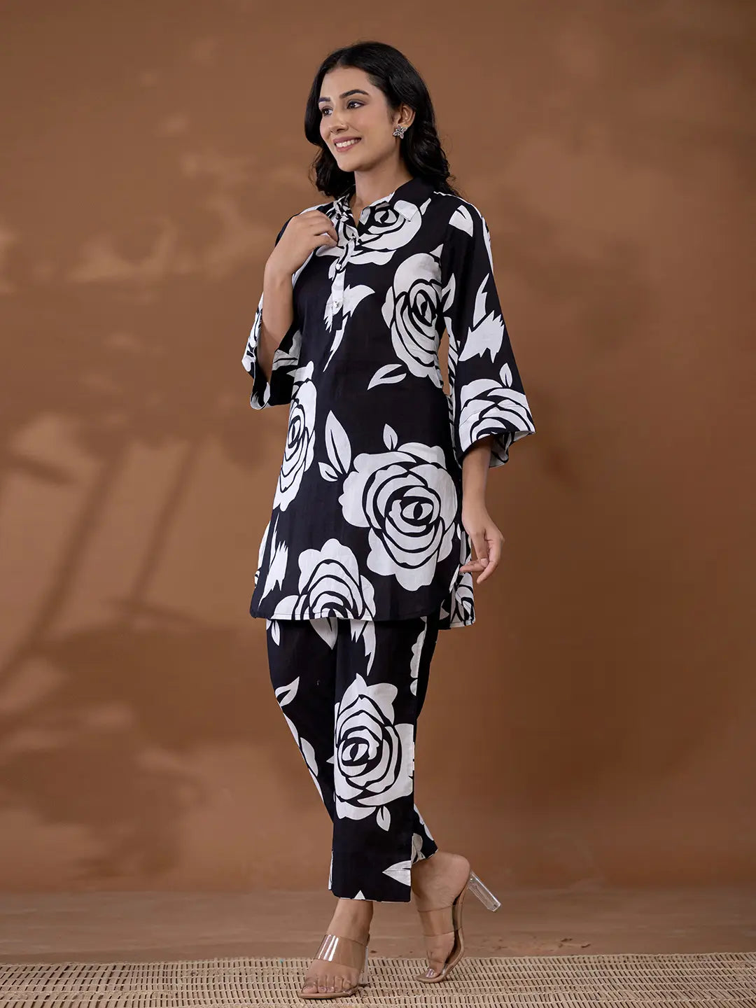 Yufta Cotton Black Printed Co-Ord Set - Swadesiicart
