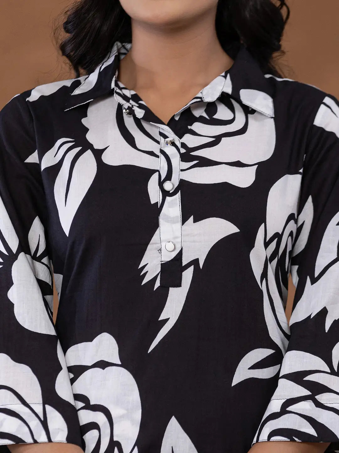 Yufta Cotton Black Printed Co-Ord Set - Swadesiicart