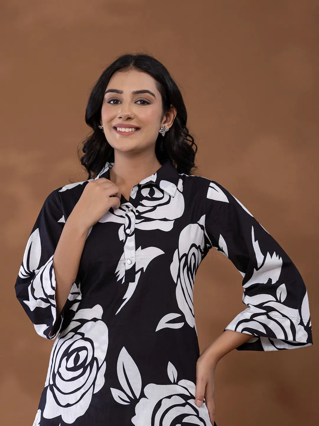 Yufta Cotton Black Printed Co-Ord Set - Swadesiicart