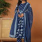 Yufta Cotton Blue Anarkali Dupatta Set - Swadesiicart