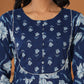 Yufta Cotton Blue Anarkali Dupatta Set - Swadesiicart