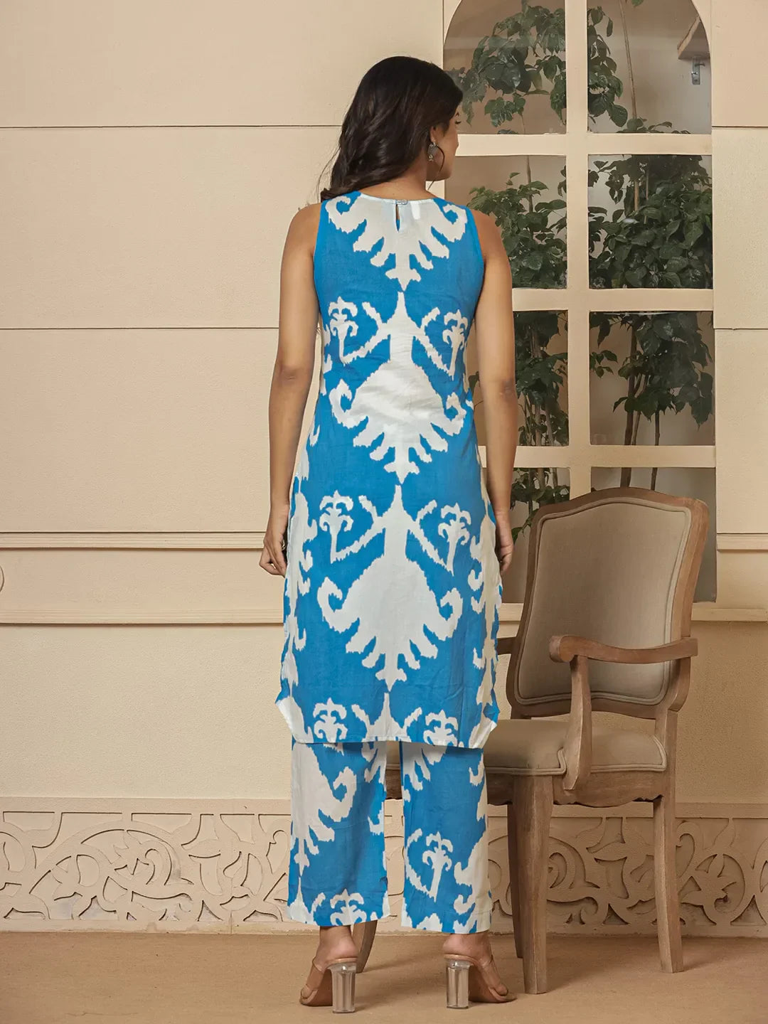 Yufta Cotton Blue Pin Tuck Co-Ord Set - Swadesiicart