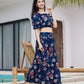 Yufta Cotton Blue Skirt Co-Ord Set - Swadesiicart