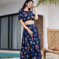 Yufta Cotton Blue Skirt Co-Ord Set - Swadesiicart