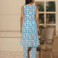 Yufta Cotton Blue Summer Leaf Print Co-Ord Set - Swadesiicart
