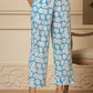 Yufta Cotton Blue Summer Leaf Print Co-Ord Set - Swadesiicart