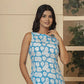 Yufta Cotton Blue Summer Leaf Print Co-Ord Set - Swadesiicart