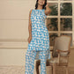Yufta Cotton Blue Summer Leaf Print Co-Ord Set - Swadesiicart