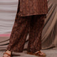 Yufta Cotton Brown Digital Printed Workwear Co-Ord Set With Pintuck Detailing On Flared Sleeves - Swadesiicart