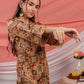 Yufta Cotton Brown Digital Printed Workwear Co-Ord Set With Pintuck Detailing On Sleeves - Swadesiicart