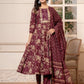 Yufta Cotton Burgundy Anarkali Dupatta Set - Swadesiicart