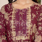 Yufta Cotton Burgundy Anarkali Dupatta Set - Swadesiicart