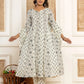 Yufta Cotton Cream Anarkali Kurta Dupatta Set - Swadesiicart