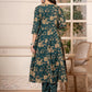 Yufta Cotton Green Anarkali Dupatta Set - Swadesiicart