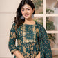 Yufta Cotton Green Anarkali Dupatta Set - Swadesiicart