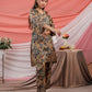 Yufta Cotton Green Digital Printed Workwear Co-Ord Set With Pintuck Detailing On Sleeves - Swadesiicart