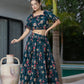 Yufta Cotton Green Skirt Co-Ord Set - Swadesiicart