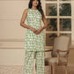 Yufta Cotton Green Summer Leaf Print Co-Ord Set - Swadesiicart