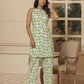 Yufta Cotton Green Summer Leaf Print Co-Ord Set - Swadesiicart