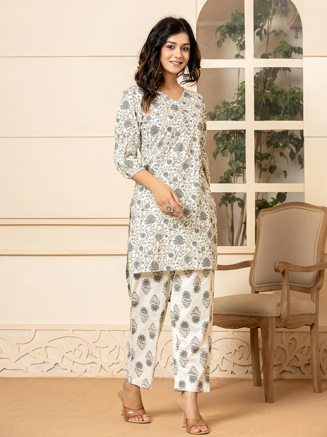 Yufta Cotton Grey Co-Ord Set - Swadesiicart