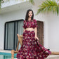 Yufta Cotton Maroon Skirt Co-Ord Set - Swadesiicart