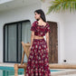 Yufta Cotton Maroon Skirt Co-Ord Set - Swadesiicart