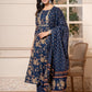 Yufta Cotton Navy Blue Anarkali Dupatta Set - Swadesiicart