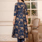 Yufta Cotton Navy Blue Anarkali Dupatta Set - Swadesiicart