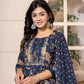 Yufta Cotton Navy Blue Anarkali Dupatta Set - Swadesiicart