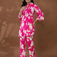 Yufta Cotton Pink Printed Co-Ord Set - Swadesiicart