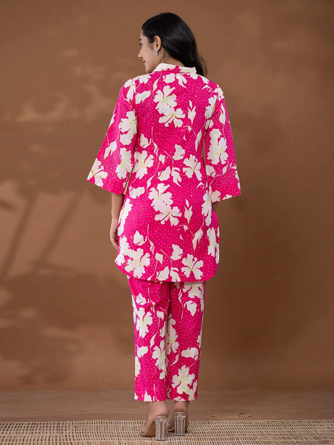 Yufta Cotton Pink Printed Co-Ord Set - Swadesiicart
