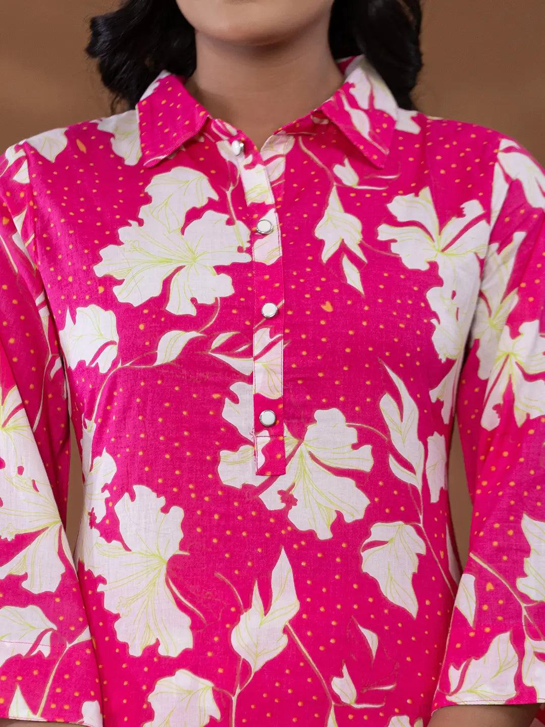 Yufta Cotton Pink Printed Co-Ord Set - Swadesiicart
