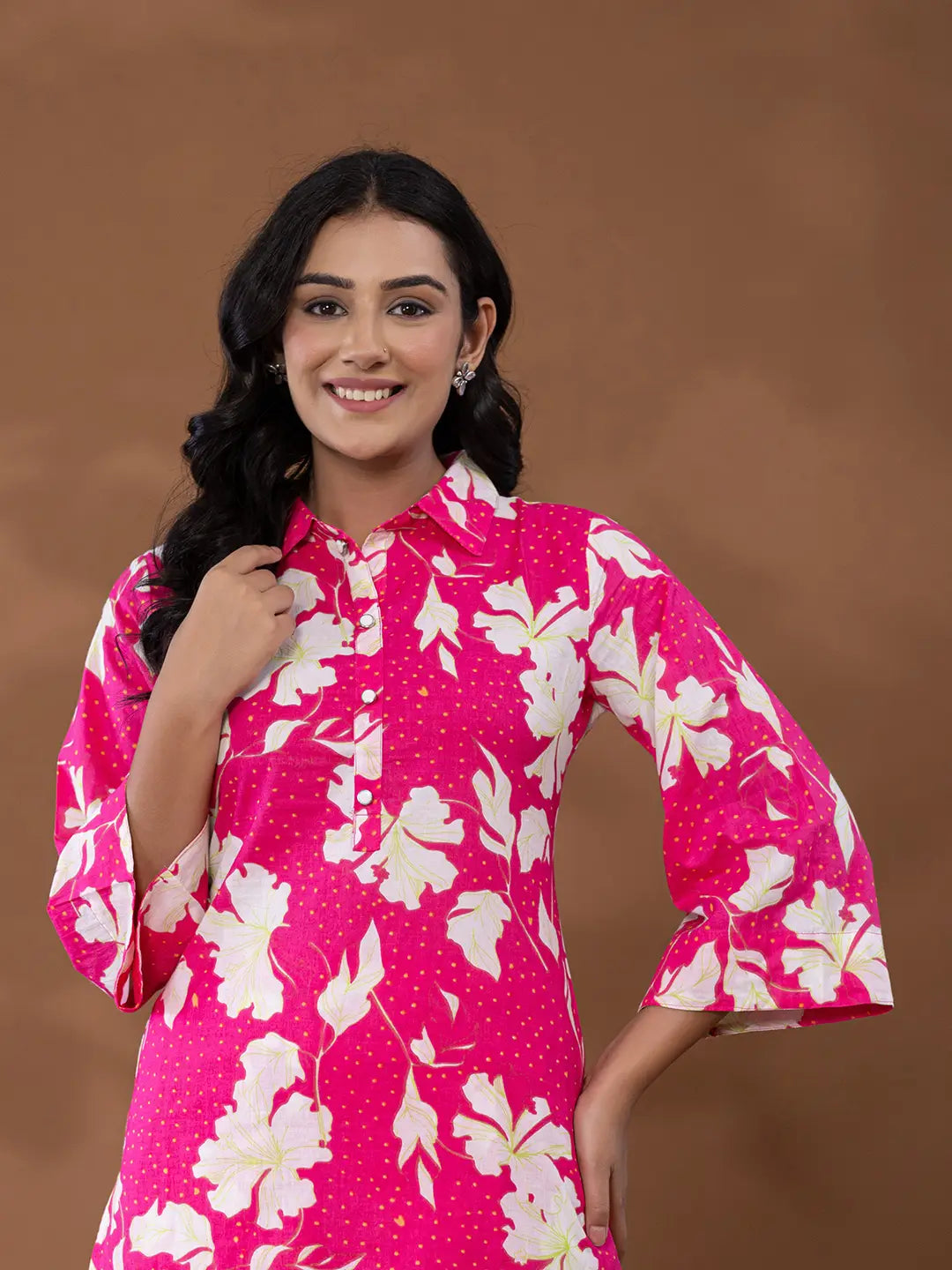 Yufta Cotton Pink Printed Co-Ord Set - Swadesiicart
