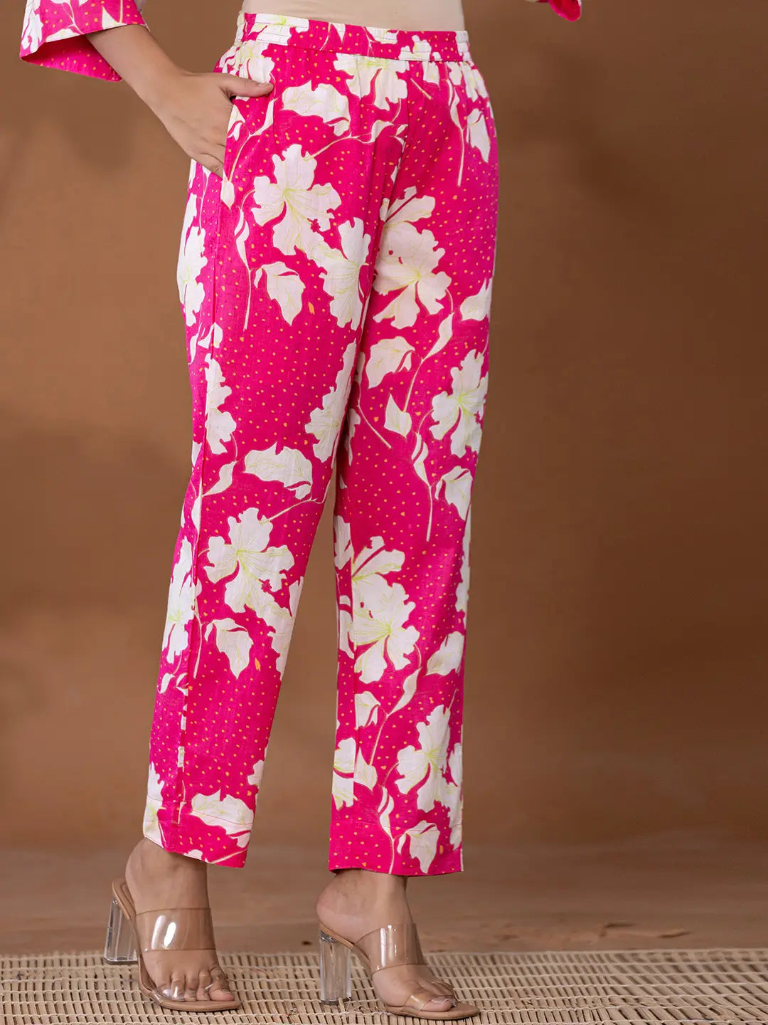 Yufta Cotton Pink Printed Co-Ord Set - Swadesiicart