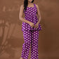 Yufta Cotton Purple Polka Dot Co-Ord Set - Swadesiicart