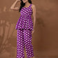 Yufta Cotton Purple Polka Dot Co-Ord Set - Swadesiicart