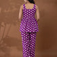 Yufta Cotton Purple Polka Dot Co-Ord Set - Swadesiicart