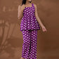 Yufta Cotton Purple Polka Dot Co-Ord Set - Swadesiicart