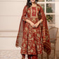 Yufta Cotton Red Anarkali Dupatta Set - Swadesiicart
