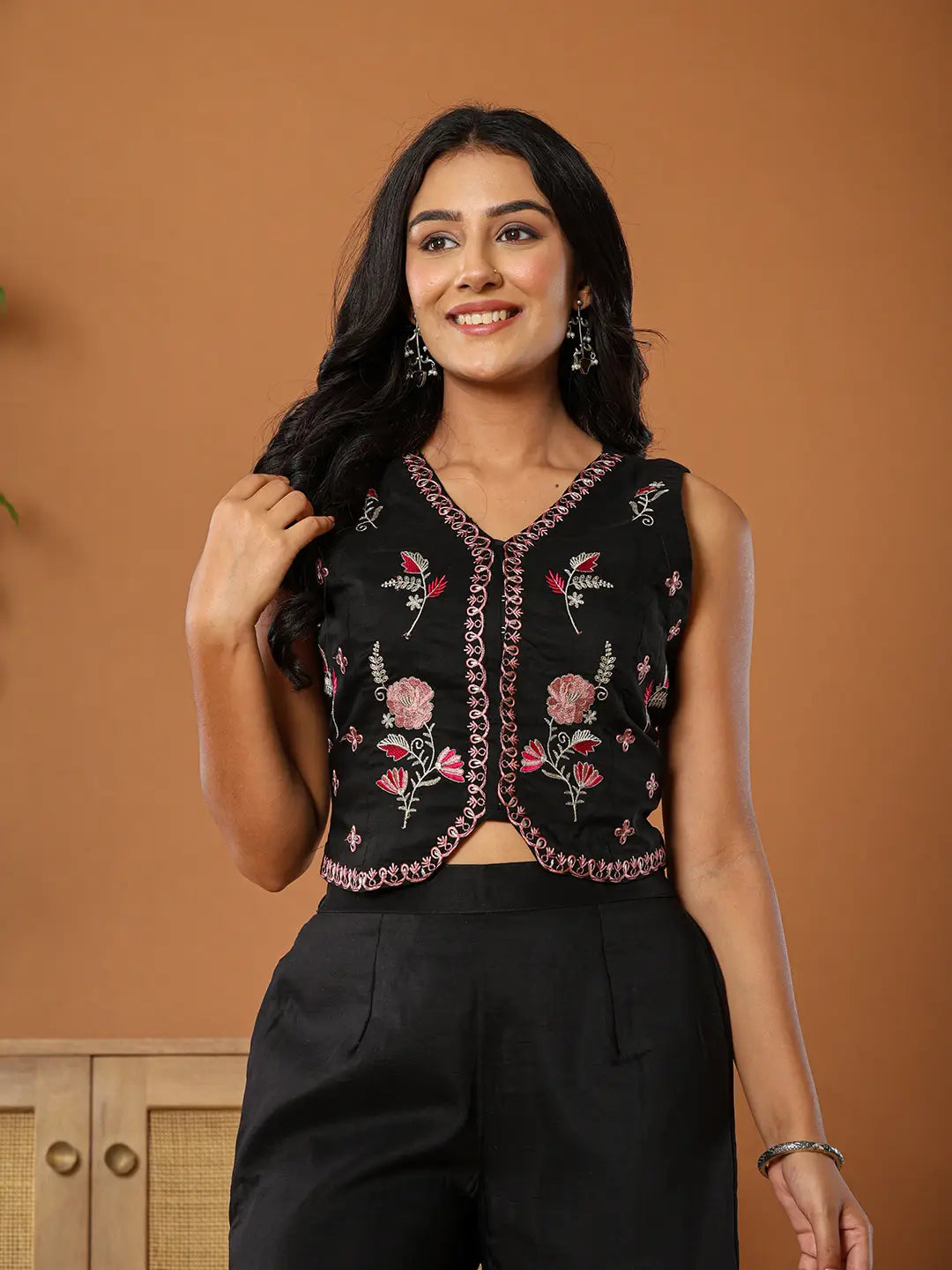 Yufta Cotton Silk Festive Waistcoat Co-Ord Set With Attached Cotton Lining - Swadesiicart