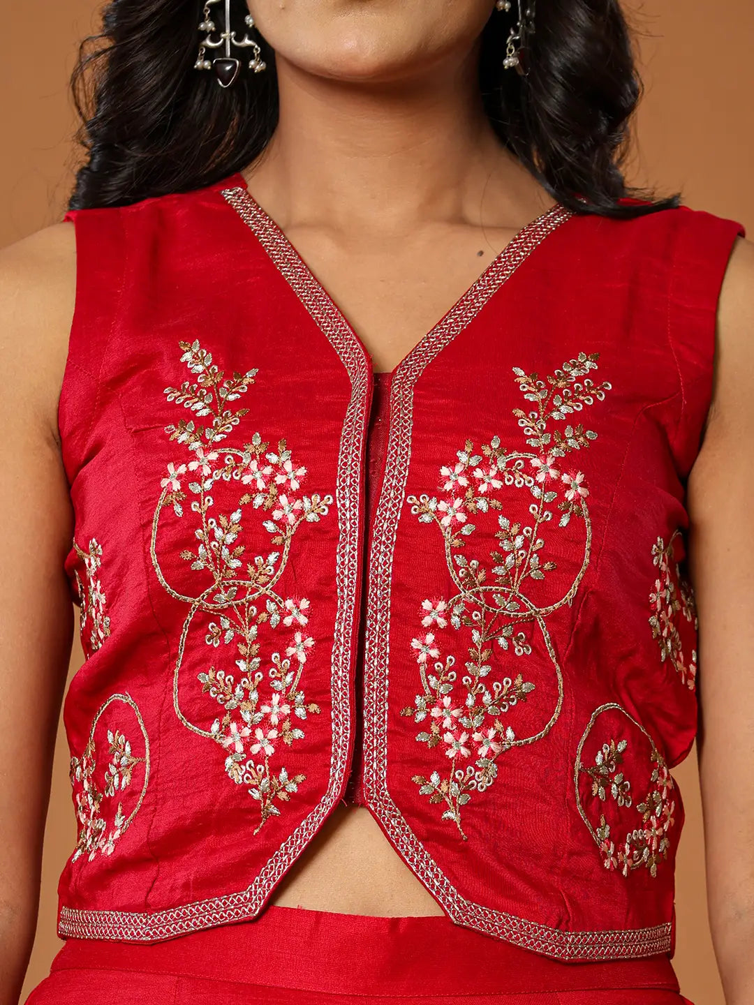 Yufta Cotton Silk Waist Coat Co-Ord Set With Attached Cotton Lining - Swadesiicart