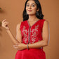 Yufta Cotton Silk Waist Coat Co-Ord Set With Attached Cotton Lining - Swadesiicart
